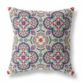 Palacedesigns 16 in. Mauve & Blue Cloverleaf Indoor & Outdoor Throw Pillow Maroon & Green PA3104203